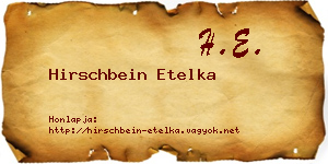 Hirschbein Etelka névjegykártya